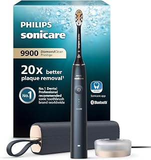 Philips Sonicare DiamondClean Prestige 9900 Elektryczna soniczna szczoteczka do zębów z wysokiej klasy główką szczoteczki A3 All-in-One, etui do ładowania w kolorze ciemnogranatowym (model HX9992/12)