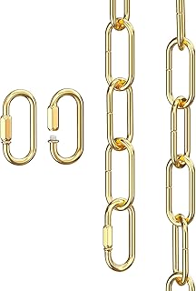 Gold Light Fixture Chain 6 Feet, Adjustable Metal Pendant Chandelier Chain Extension with Detachable Link, Maximum Load is 66 Pounds, 1 Pcs