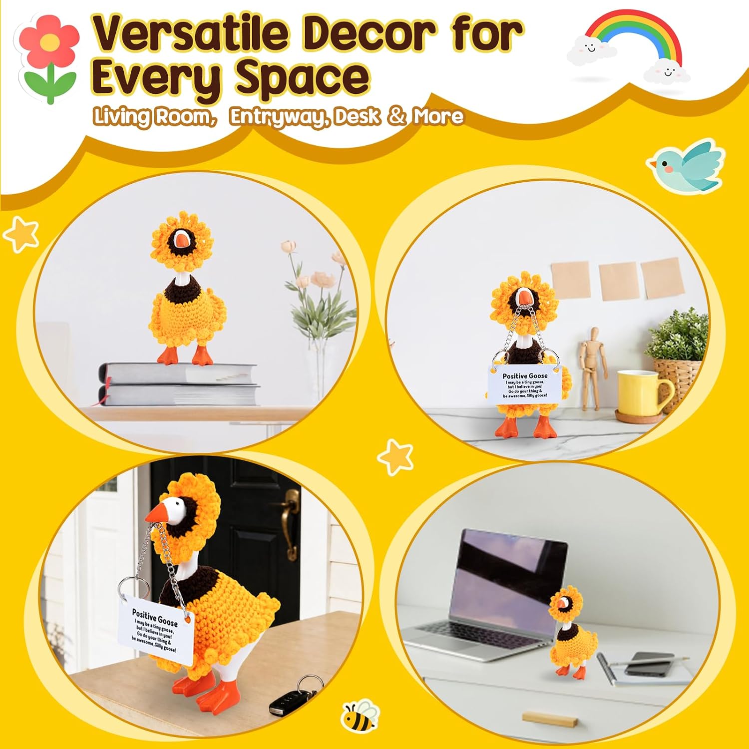 7 Inch Desk Goose with Sunflower Outfits, Emotional Support Cards image 5