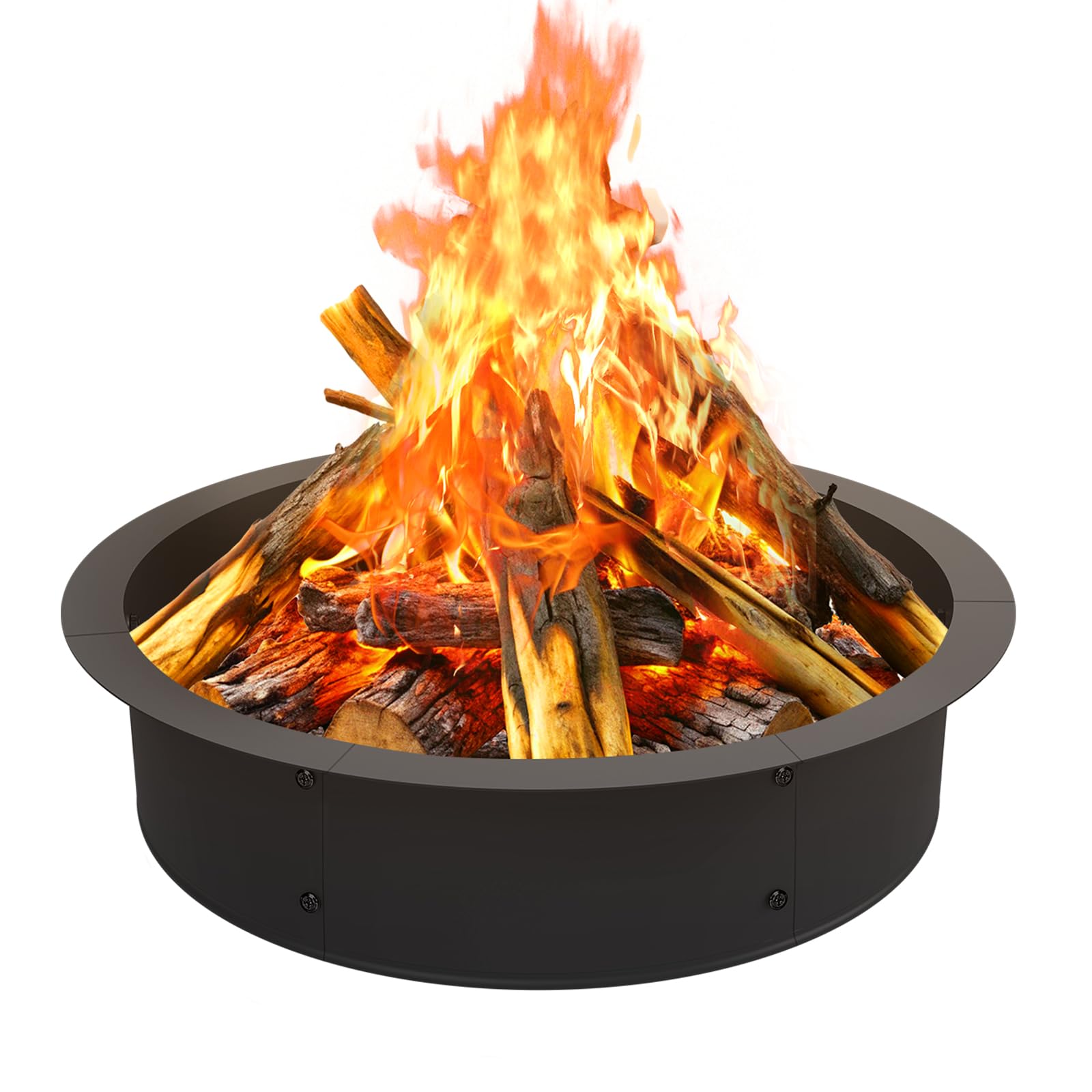 OUSHENG Fire Pit Ring Outdoor, 33 Inch Outer 30 Inch Inner Round Wood Burning Firepit Accessories, DIY Metal Steel Liner Insert for Bonfire Outside Camping Above or In Ground