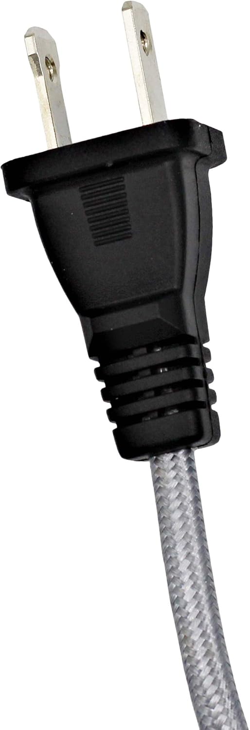 Creative Hobbies Rayon Cloth Covered Electric Lamp Cord with End Plug, Stripped Ends Ready for Wiring -8 Foot, SPT-2 UL Listed (Silver)