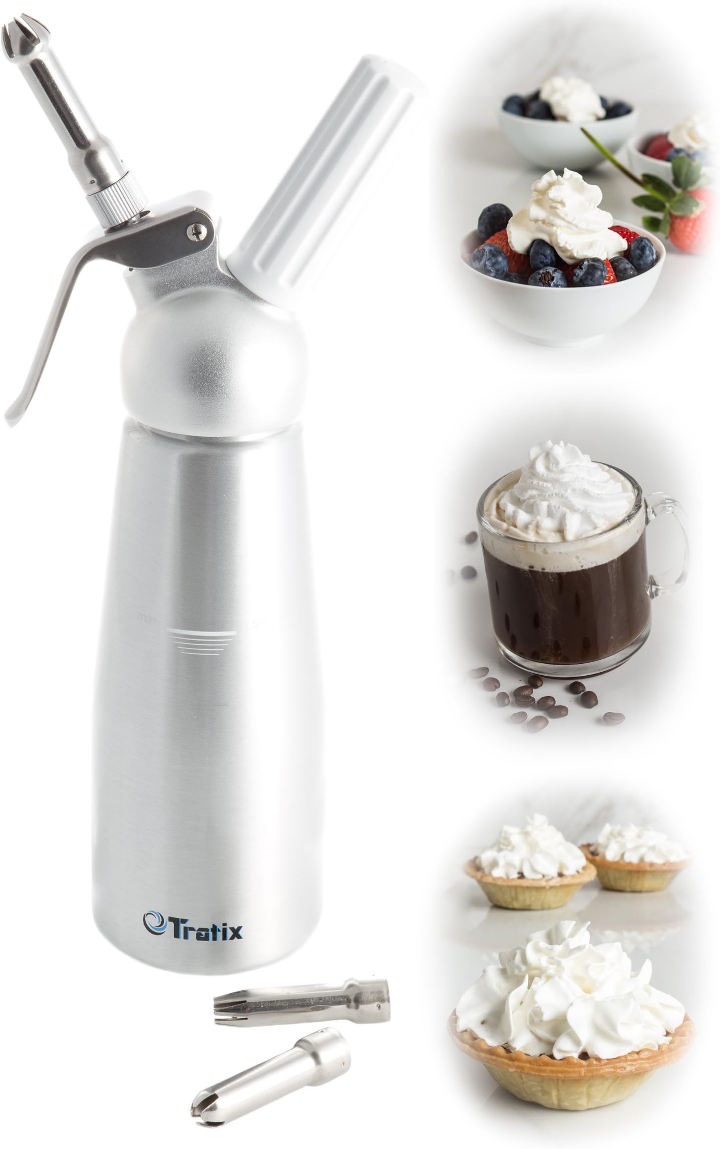 Make Your Own Homemade Whipped Cream With This Professional Cream Whipper. Just Add Your Cream Mixture.. This Will Turn It Into Whipped Cream. Includes 3 Shaped Tips For Beautiful Creations.
