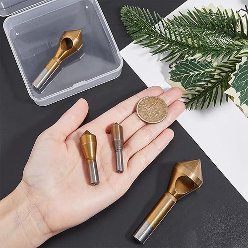 Miniatura 3 de DICOSMETIC Juego de brocas avellanadas de 4 tamaños, 4 unidades, acero dorado, brocas de alta velocidad, herramientas de perforación de agujero, kit