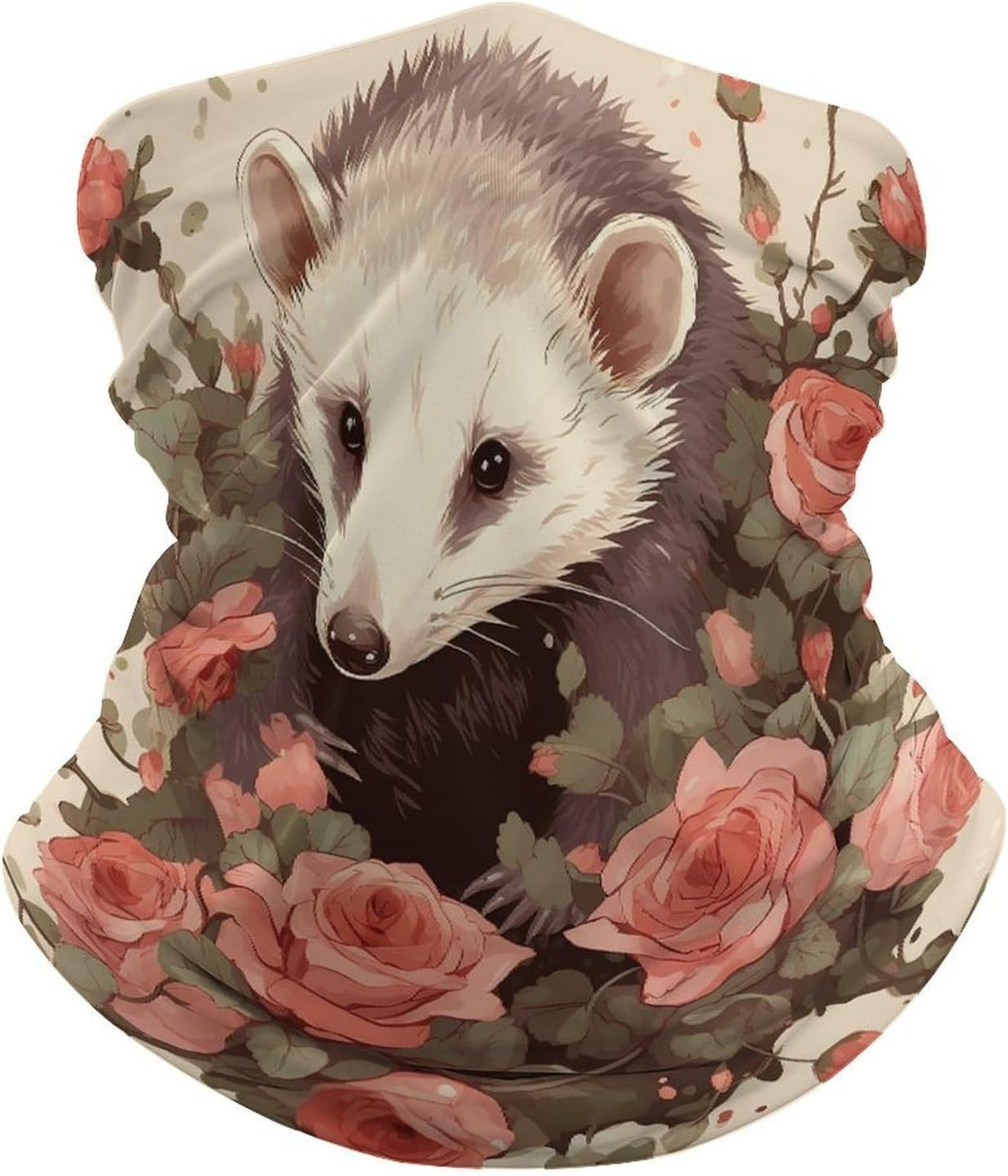Sun Protection Neck Gaiter Opossum And Roses Balaclava Fishing Mask Hiking Cycling Sports Scarf
