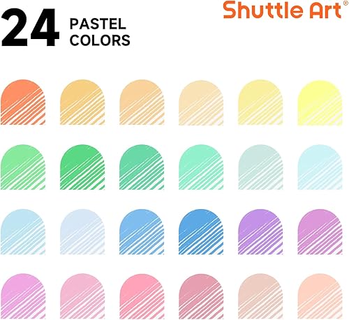 Vista 2 de Shuttle Art Bolígrafos de gel pastel, 24 colores pastel lechosos para papel negro, libros para colorear para adultos, dibujo, garabatos