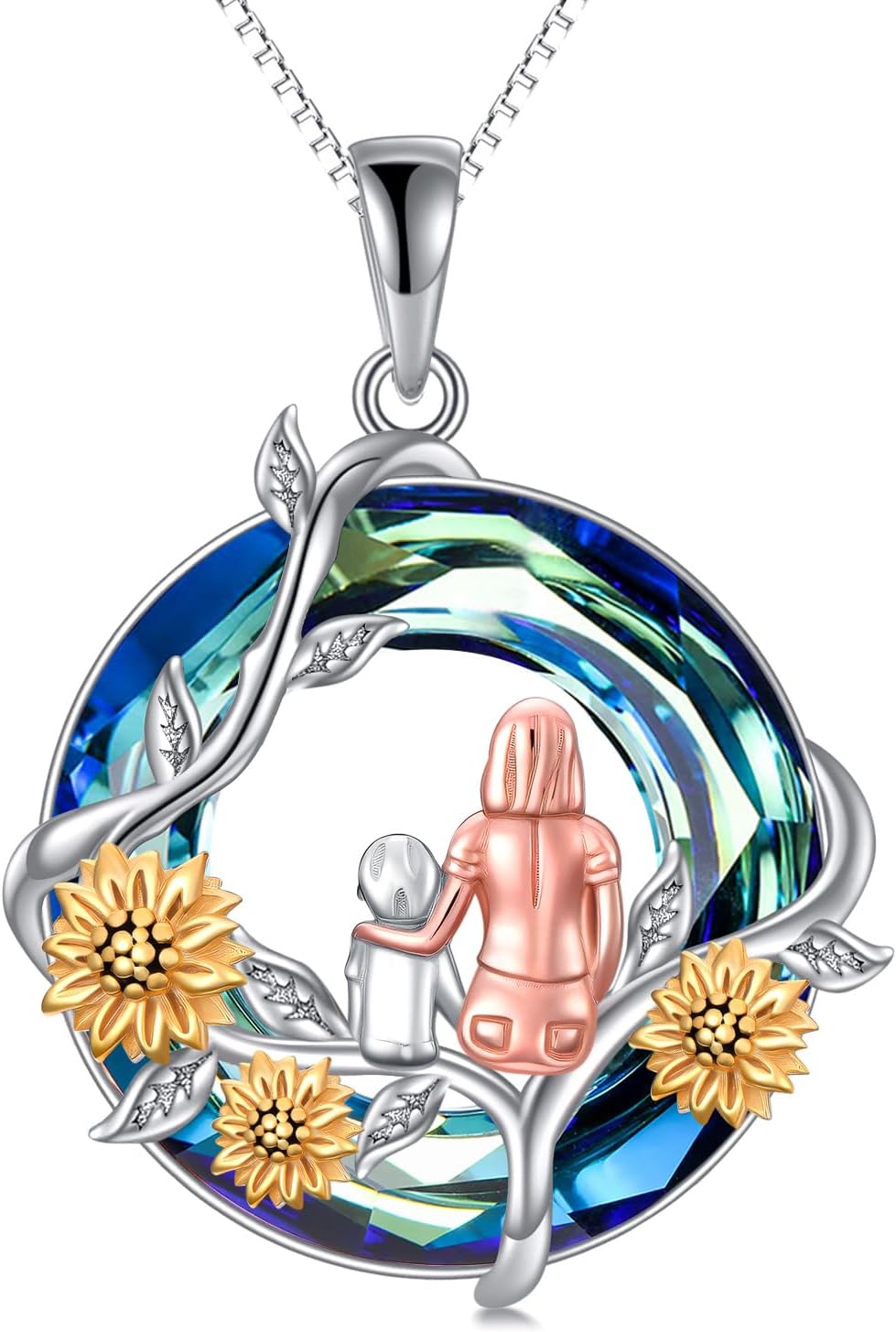 TOUPOP Cross Birthstone Necklace 925 Sterling Silver Birth Flower Necklaces Cross Month Flower Jewelry Birthday Valentines Day Mothers Day Gifts for Her Wife Mom