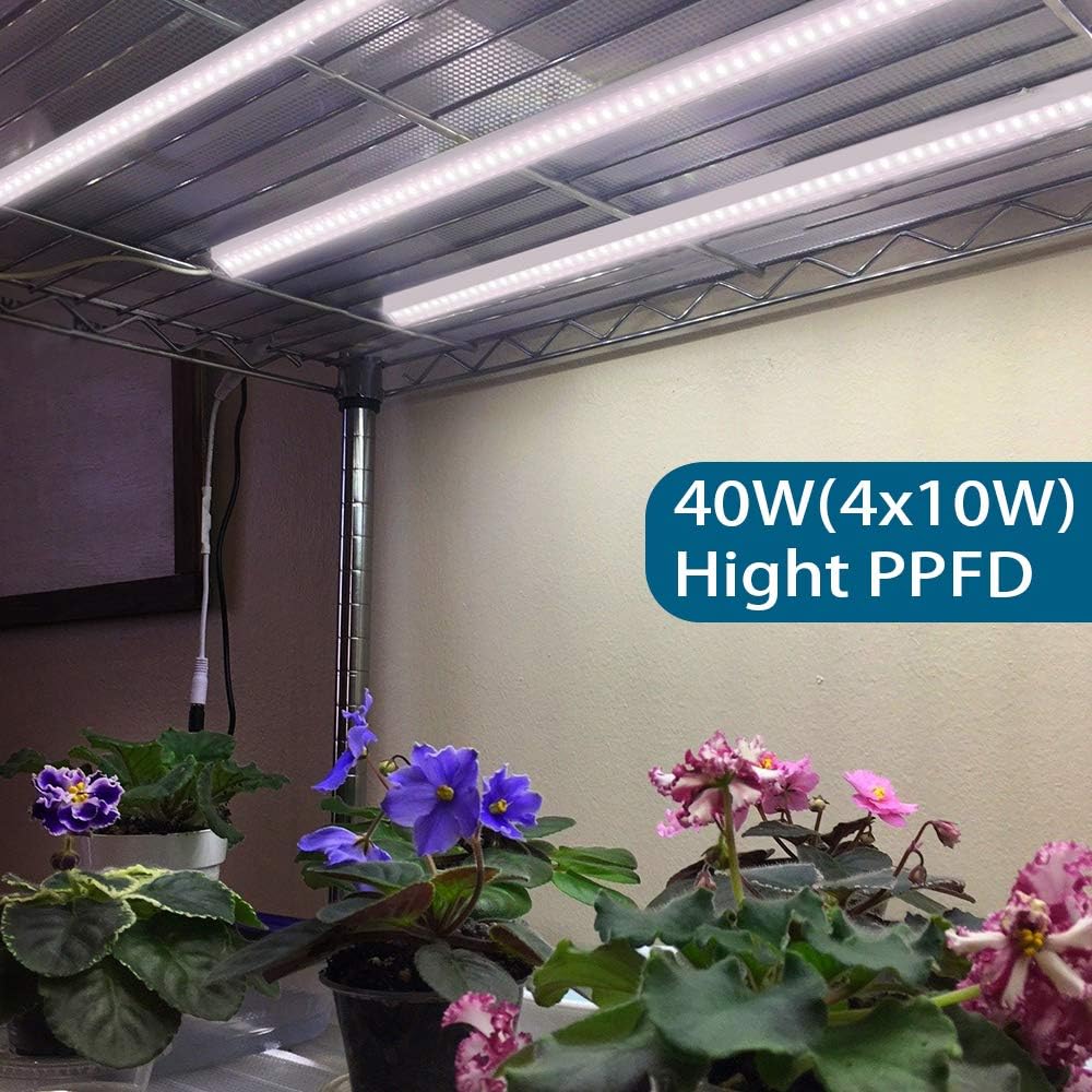 Barrina Grow Lights for Indoor Plants, Full Spectrum Sunlight, 2ft 40W (4 x 10W, 250W Equivalent), LED Grow Light Bulbs, T5 Grow Lights, Plug and Play, 4-Pack : Patio, Lawn & Garden