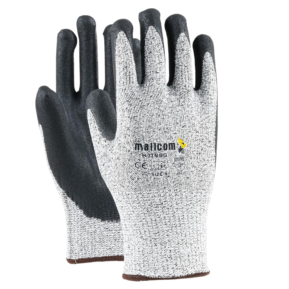 Mallcom Safety Gloves, H33NBG Cut Resistant Seamless Sandy Finish Nitrile Coated Gloves for General Construction, Recycling, Agriculture, Handling Glass & Metal Sheet, Gardening, Pack 4, Size - M (B09H73D6TS) Amazon Price History, Amazon Price Tracker