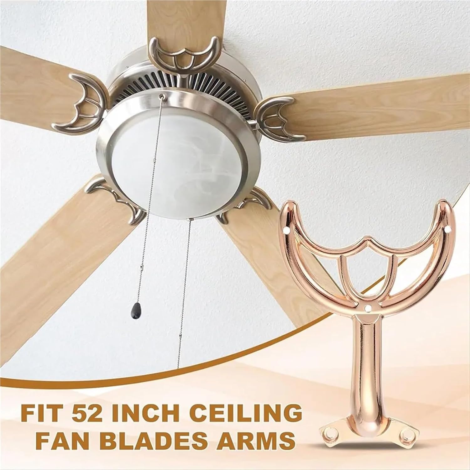 Ceiling Fan Blades Arms Replacement 8 Pcs 52inch Fan Blade Replacement Parts Mounting Bracket Kit French Gold