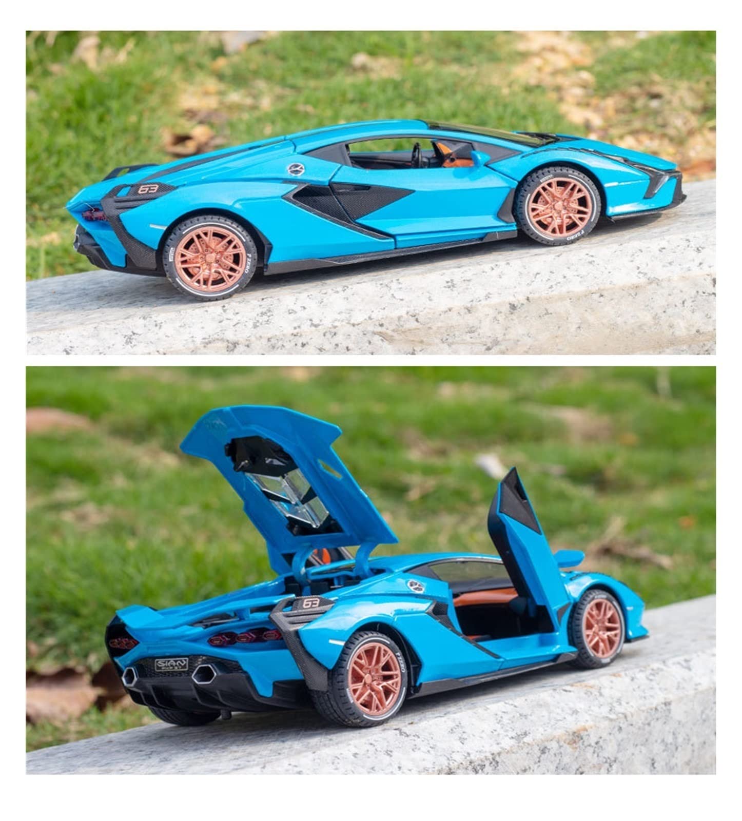 Gotowy model samochodu w skali 1/24 Odlew Ze Stopu Dla Lamborghini SIAN FKP-37 Model Samochodu Zabawkowego Symulacja Zabawki Z Napędem Pull Back Samochodowe Miniaturowa replika samochodu(Black)