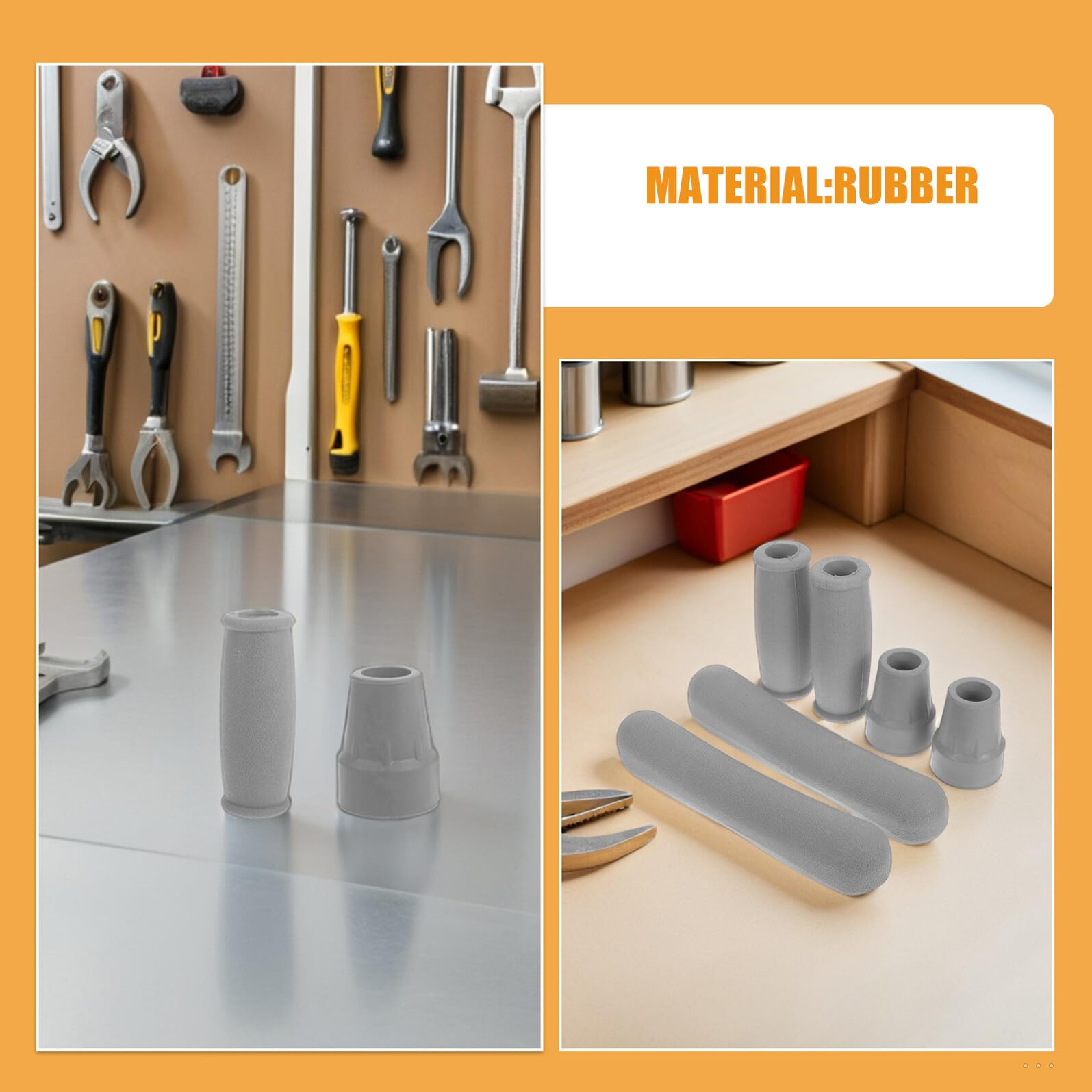 Set 12 Pezzi Accessori per Stampelle e Bastoni da Passeggio Cuscinetti Imbottiti Ascellari Antiscivolo Punte in Gomma per Stabilità e Impugnature Ergonomiche Ricambi per