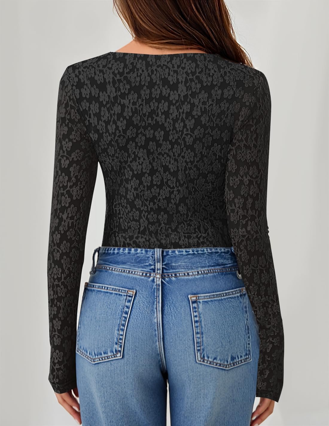 ZESICA Women's Long Sleeve Floral Tops Cowl Neck Slim Fit Going Out Shirts 2026 Spring Fashion Outfits Clothes - Image 4