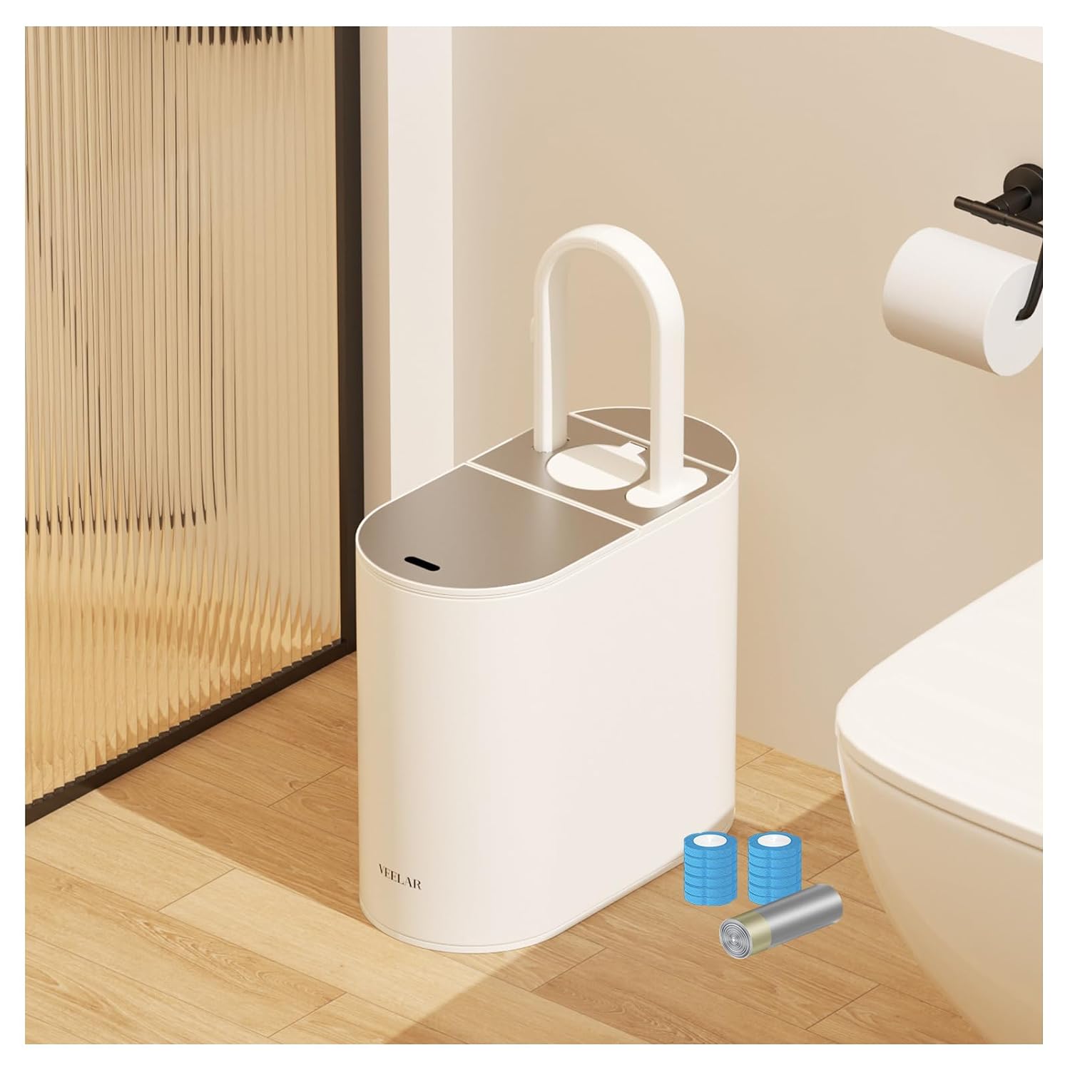 2.65 Gallon /10L Motion Sensor Bathroom Trash Can (White)