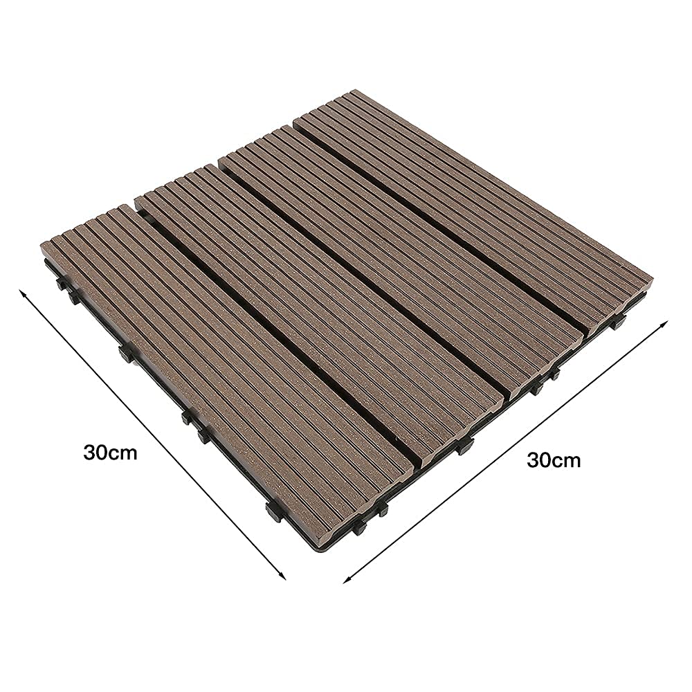 Lot de 22 Caillebotis Exterieur Dalles de Jardin 30×30 cm Composite Bois-plastique Revêtement de Sol Extérieur (22 Tuiles #4)