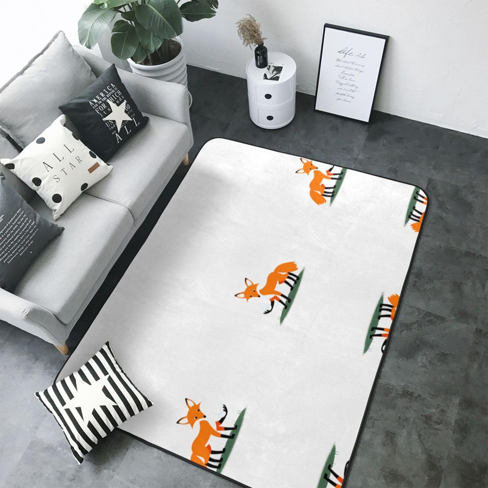 Little Fox - Alfombra con estampado de huevos robando huevos de 80 x 58 pulgadas, alfombra de área para sala de estar, oficina, mesa de café, cama, balcón, suave, esponjosa, absorbente de agua