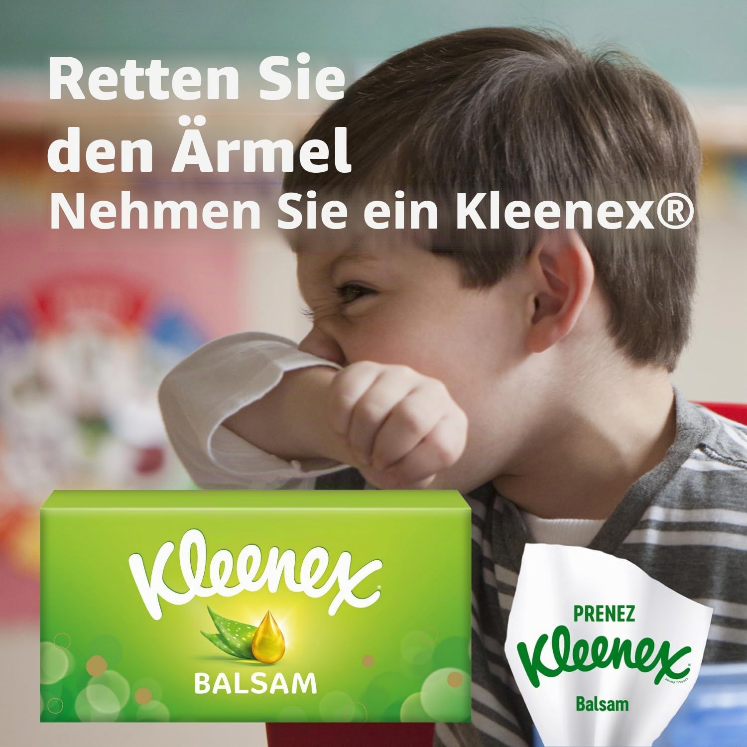KLEENEX Balsam Taschentücher Maxi-Pack x112, 3-lagig, weiß, Unparfümiert, Karton, 112 Stück