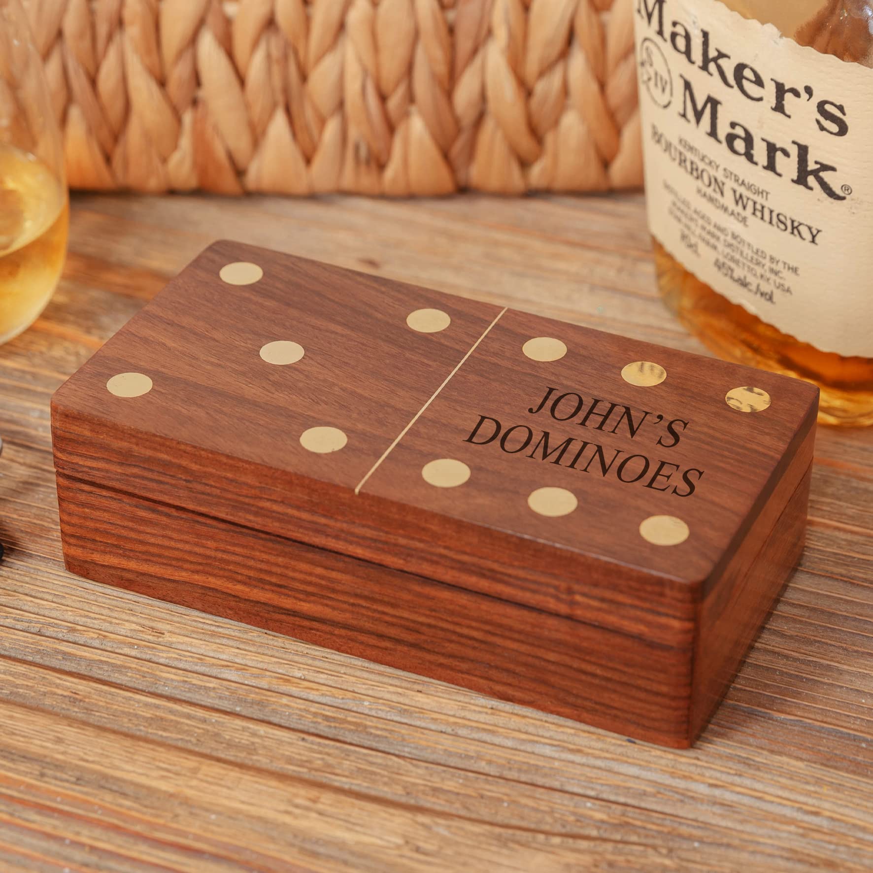 ukgiftstoreonline Personalised Luxury Dominos Gift Box - Dominos set - wooden dominos, add his name, keepsake