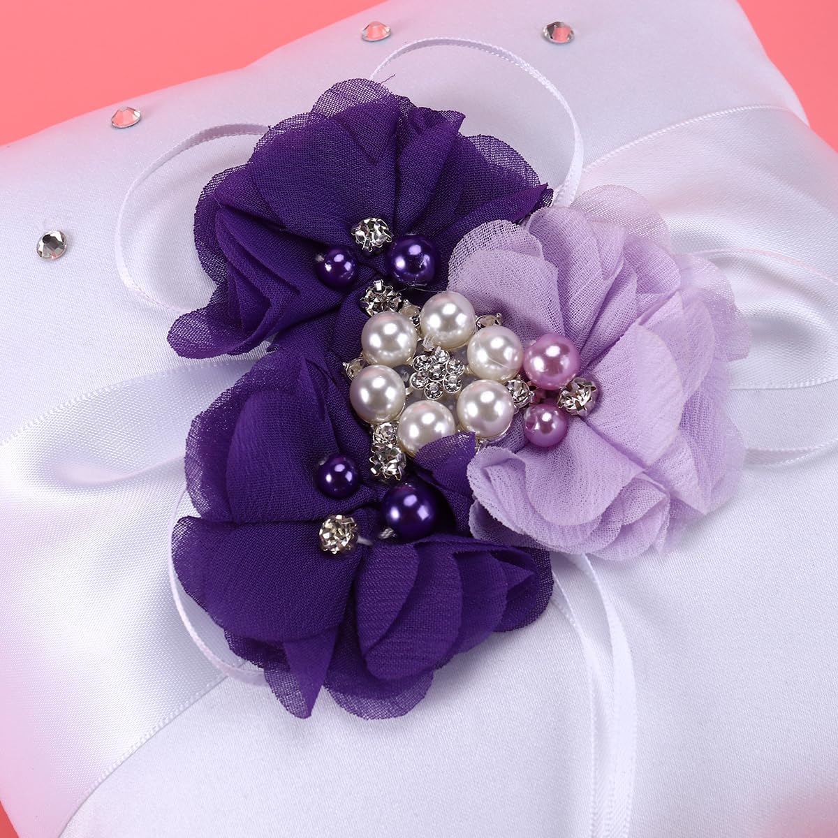 NUOLUX Ring Bearer Pillow,2020cm Wedding Ring Pillow Pearl Flower Decorated