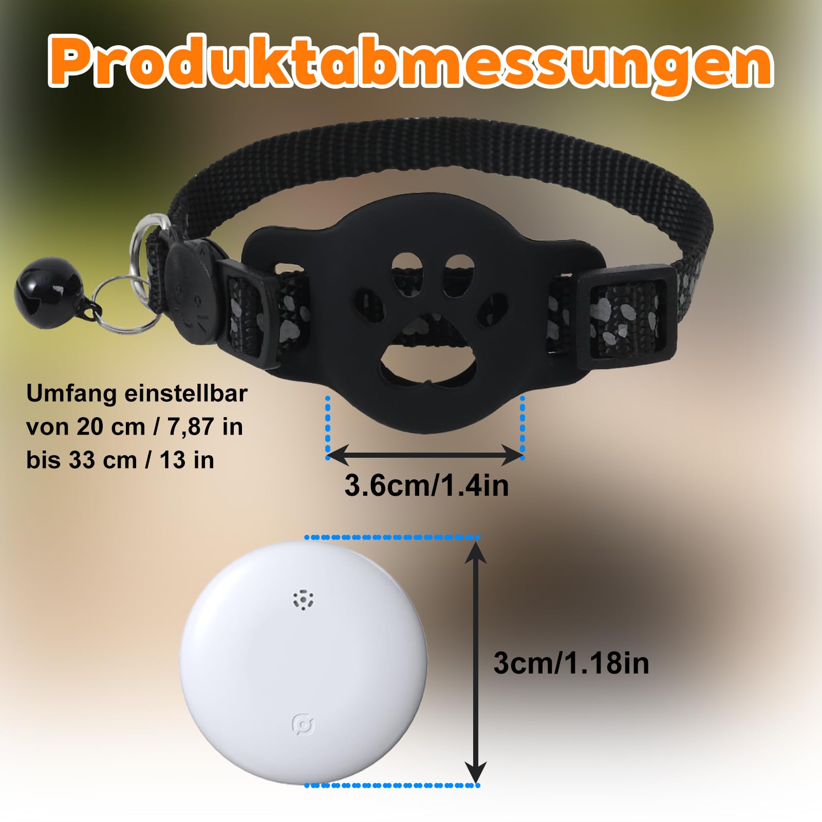 Katzenhalsband für kleine Katze und Hund (iOS & Android), Mini Tracker Katze Ohne ABO, SIM-Karte, Keine monatlichen Gebühren, Echtzeit-Tracking katzentracker (Halsband + Tracker Weiß)