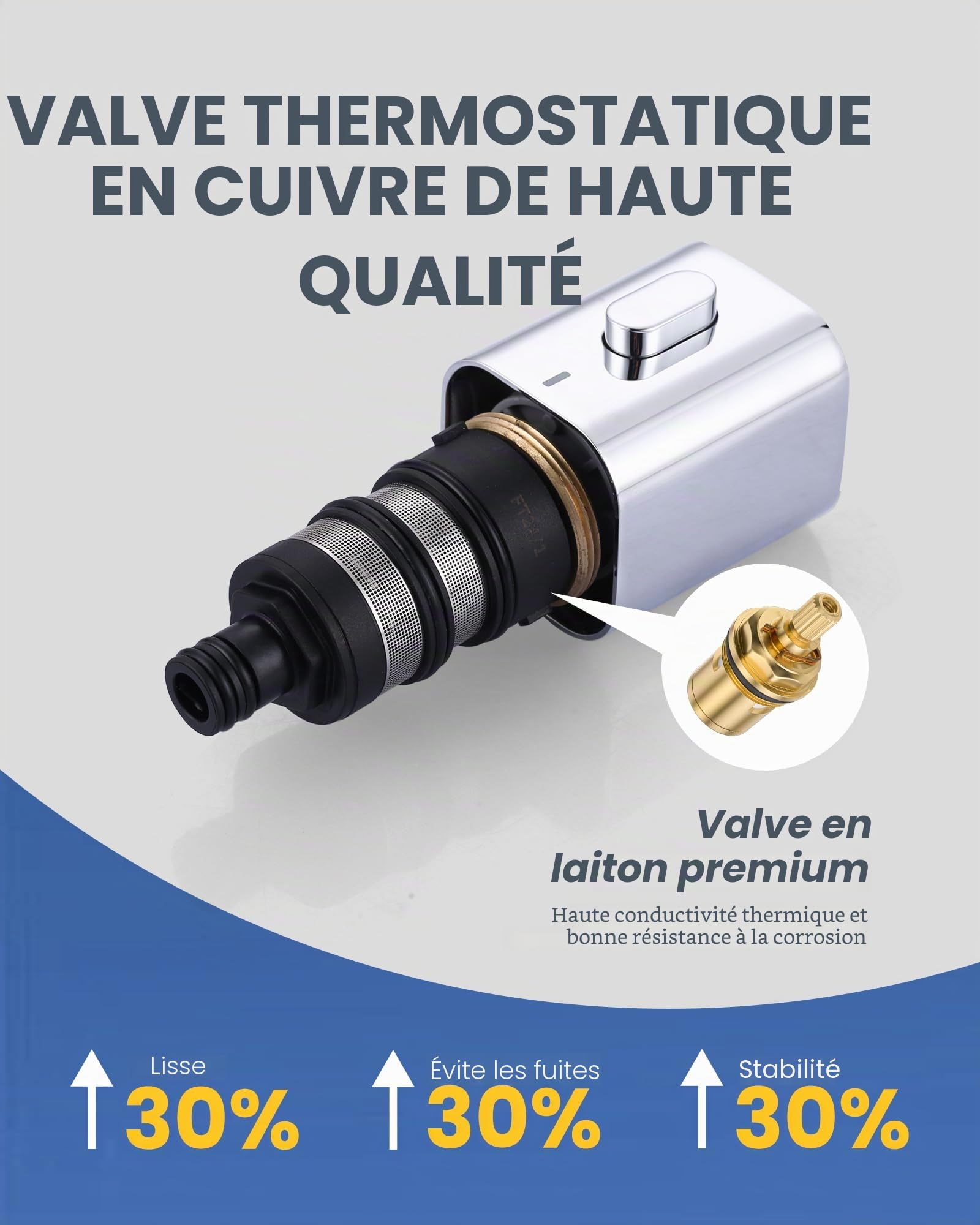 mitigeur baignoire thermostatique mitigeur baignoire | Mitigeur bain douche thermostatique laiton 2 en 1, protection anti-brûlure, raccord G1/2