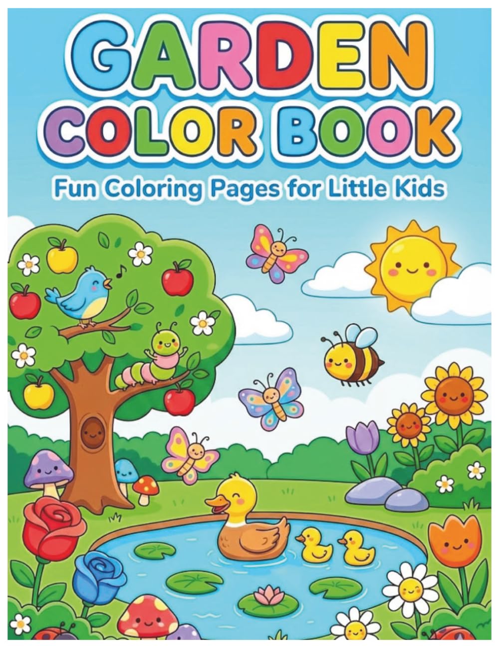 Garden Coloring Book for Kids: Fun and Easy Garden Animals & Insects Coloring Pages for Ages 3-8