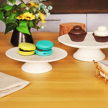 Porcelain Cake Stand, Round Dessert Stand, Cupcake Stand, food display rack, for Birthday Parties, Weddings, Baby Shower and Other entertainment Events, 25.5 CM