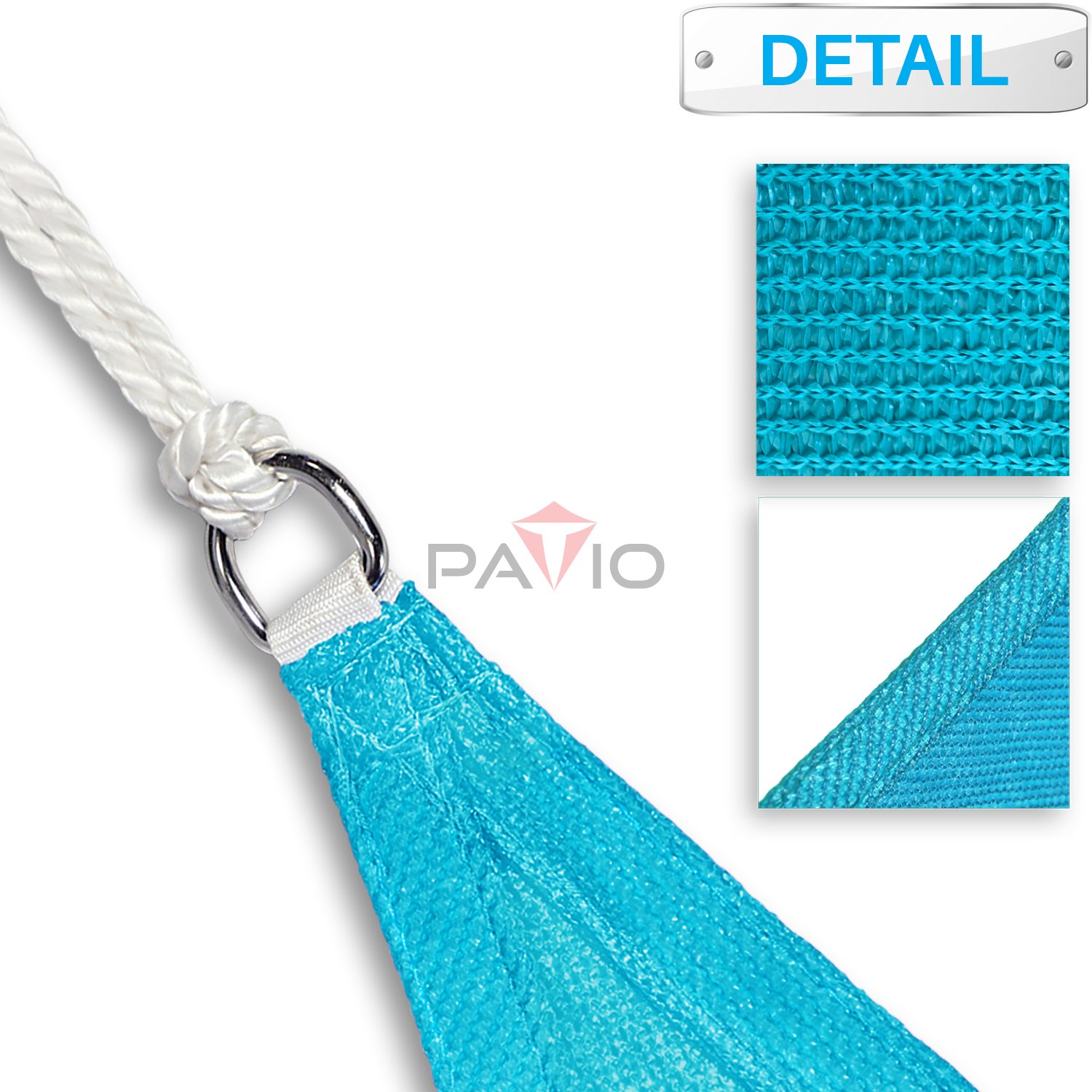 Patio Paradise 9' x 9' x 15' Sun Shade Sail Right Triangle Canopy with Hardware Kits, Heavy Duty Shade Cloth Pergolas Patio Cover, Permeable UV Block Fabric for Outdoor Backyard, Turquoise