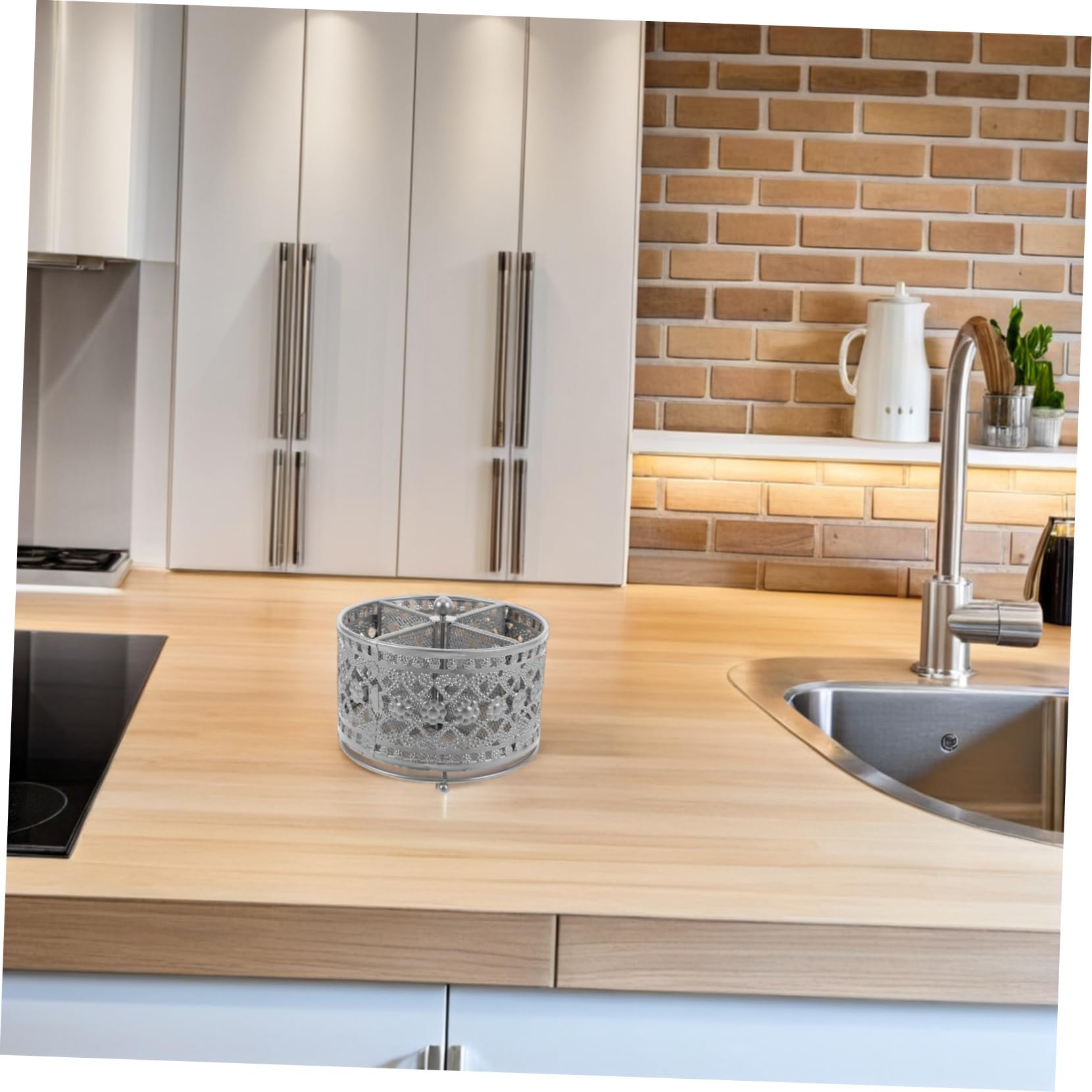 SOIMISS Support de Rangement pour Baguettes et Ustensiles en Fer, Rotatif, à Drainage Rapide, Design Ajouré, Cuisine et Salle à Manger