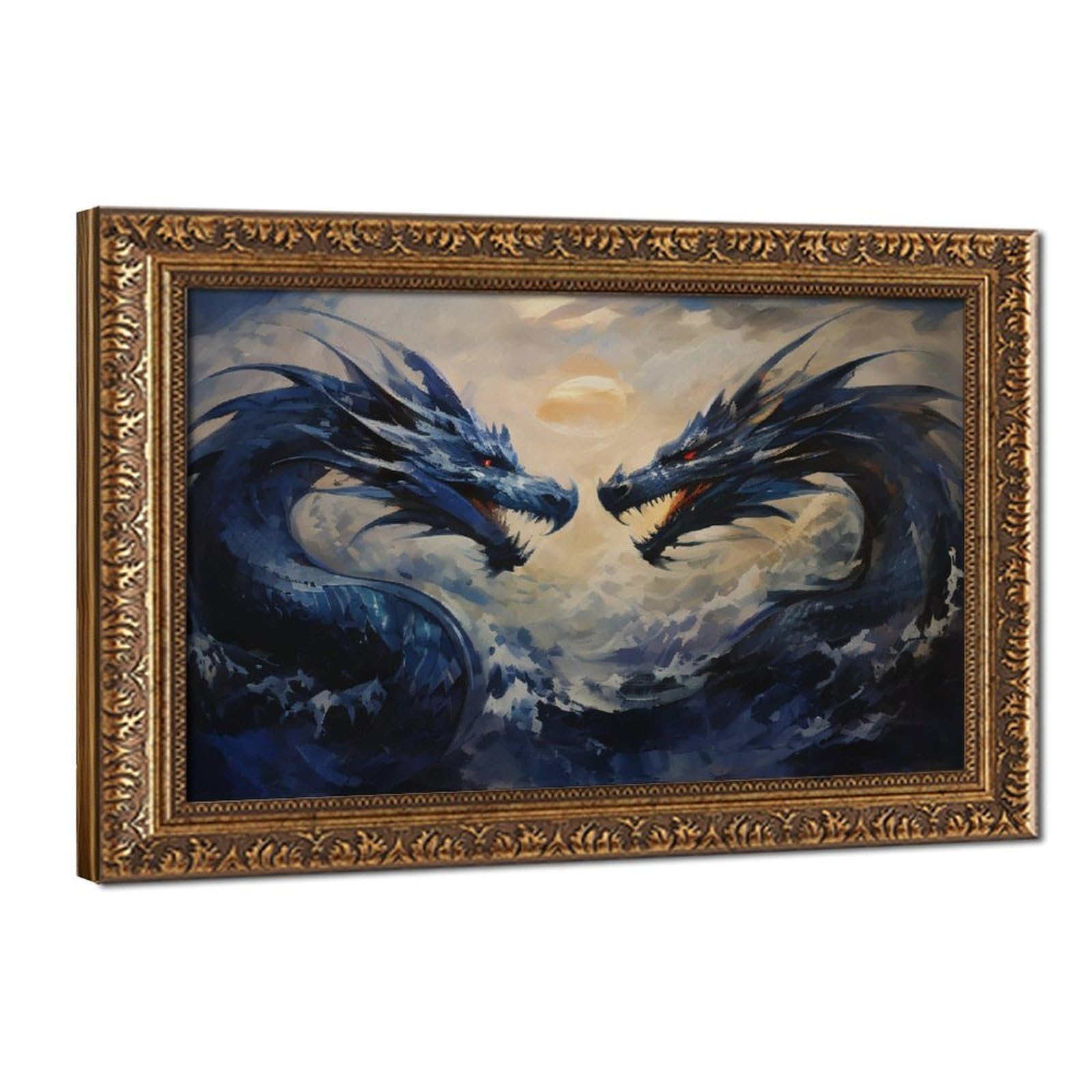 Bareronor The Water Dragons Watercolor Canvas Poster Bedroom Decor Landscape Office Room Decor Gift 20" L X 30" W