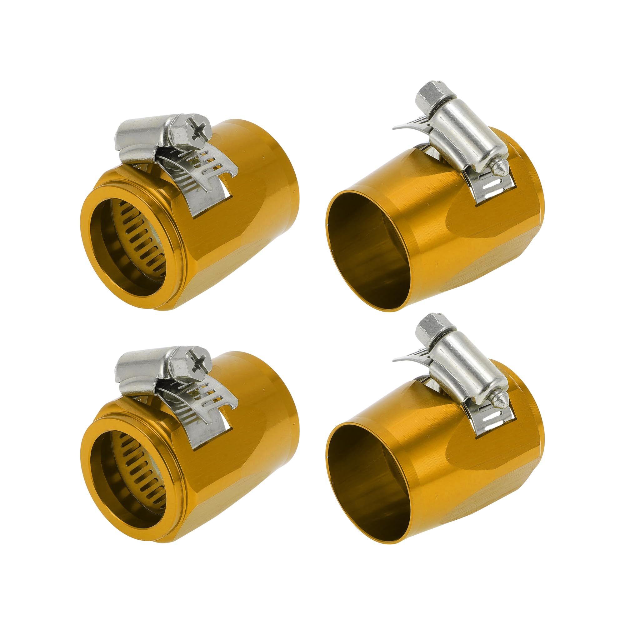Morsetto per Rifinitura Tubo AN16 / Rifinitore per Estremità Tubi in Gomma per Tubi Olio Carburante/Lega di Alluminio Resistente / 4 Pezzi Tono Oro