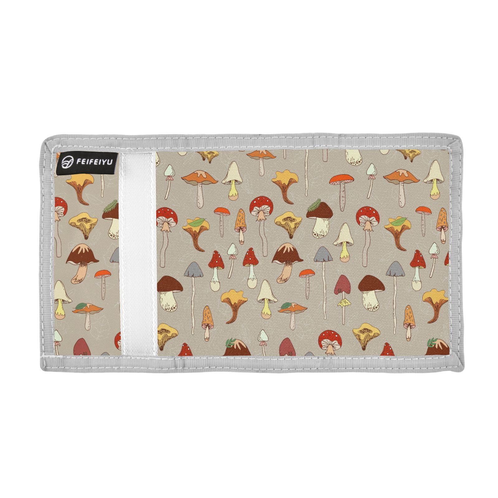 JHKKU Mushroom Kids Wallet for Boys Girls, Teen Canvas Trifold Purse with Zipper Coin Pocket