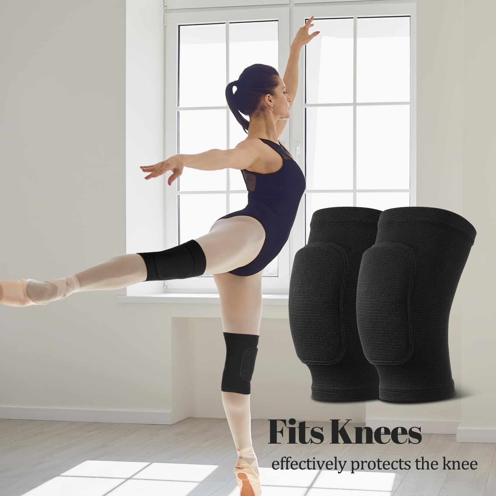 Genouillère Sport Antidérapant Stretch Respirante pour Enfant Adulte Tennis Ballet Yoga Course à Pied