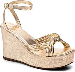 Sandália Feminina Lumiss Anabela Plataforma Confortável Tiras Nó