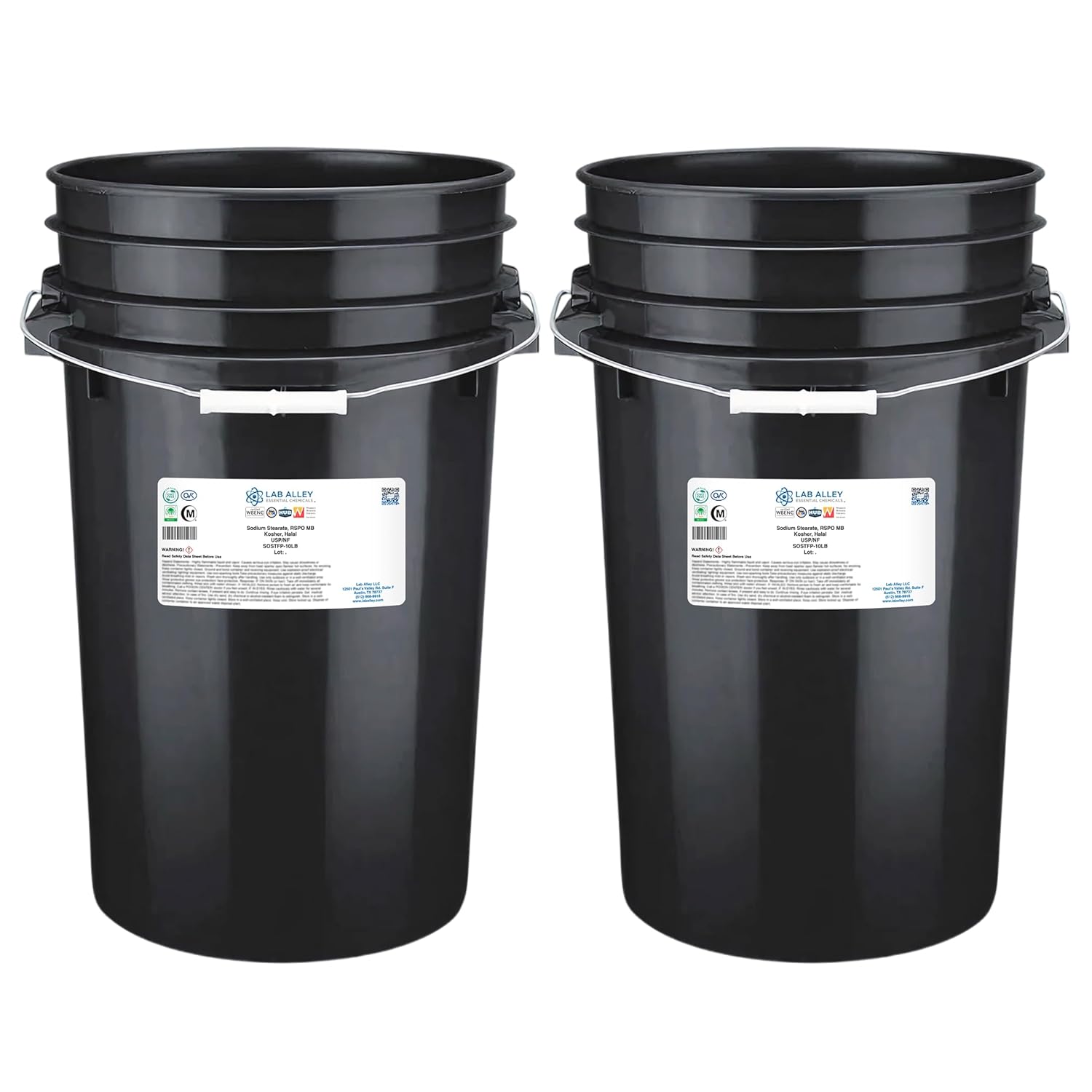 Lab Alley Sodium Stearate, Derived from Palm Oil, RSPO MB, Kosher, Halal, Emulsifier and Binder for Soap Making, Cosmetics, Food, and Pharmaceutical Use (20 Pounds)