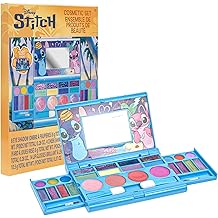 Stitch All-in-One Kids Cosmetic Compact Set Includes Washable Lip Gloss, Eye Shimmer, Cheek Shimmer, Brushes Colorful Portable Beauty Set for Girls, Tweens, Ages 13+ by Townley Girl
