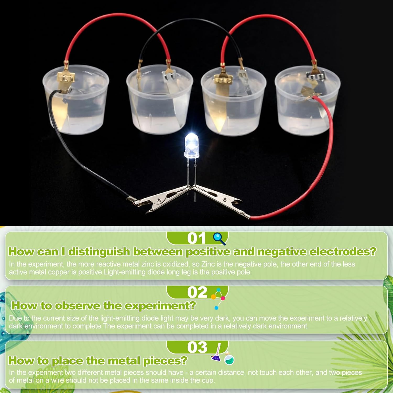 Soulchen 24 Sets Fruit Battery Scientific Experiment Kit with Electronic Clock for Home Teaching Accessories, Orange Lemon Potato Battery Physics Teaching Experiment Educational