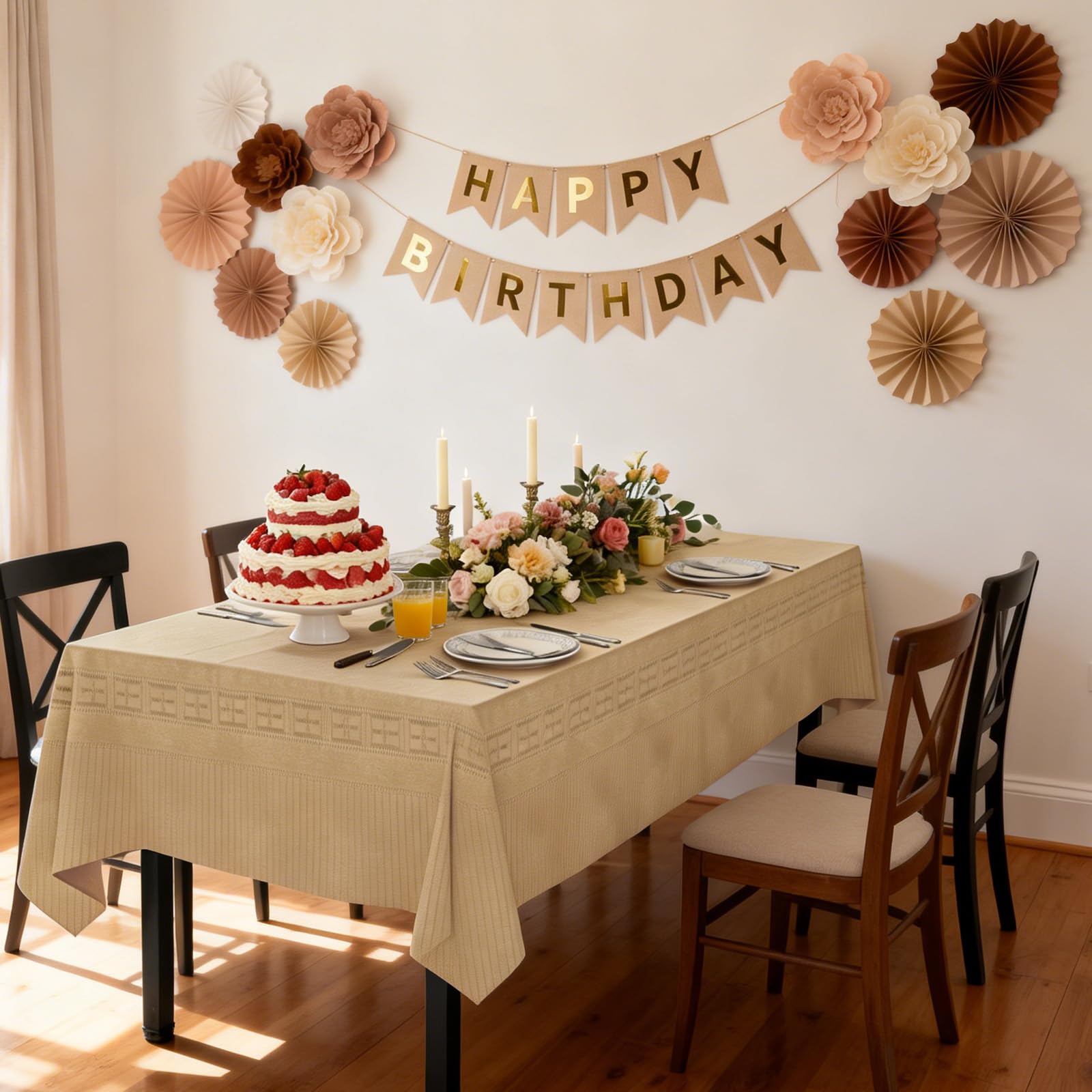 6 manteles desechables para fiestas, 137 x 274 cm, mantel rectangular de papel estraza, impermeable, 3 capas, mantel de plástico para banquetes de cumpleaños, bufés