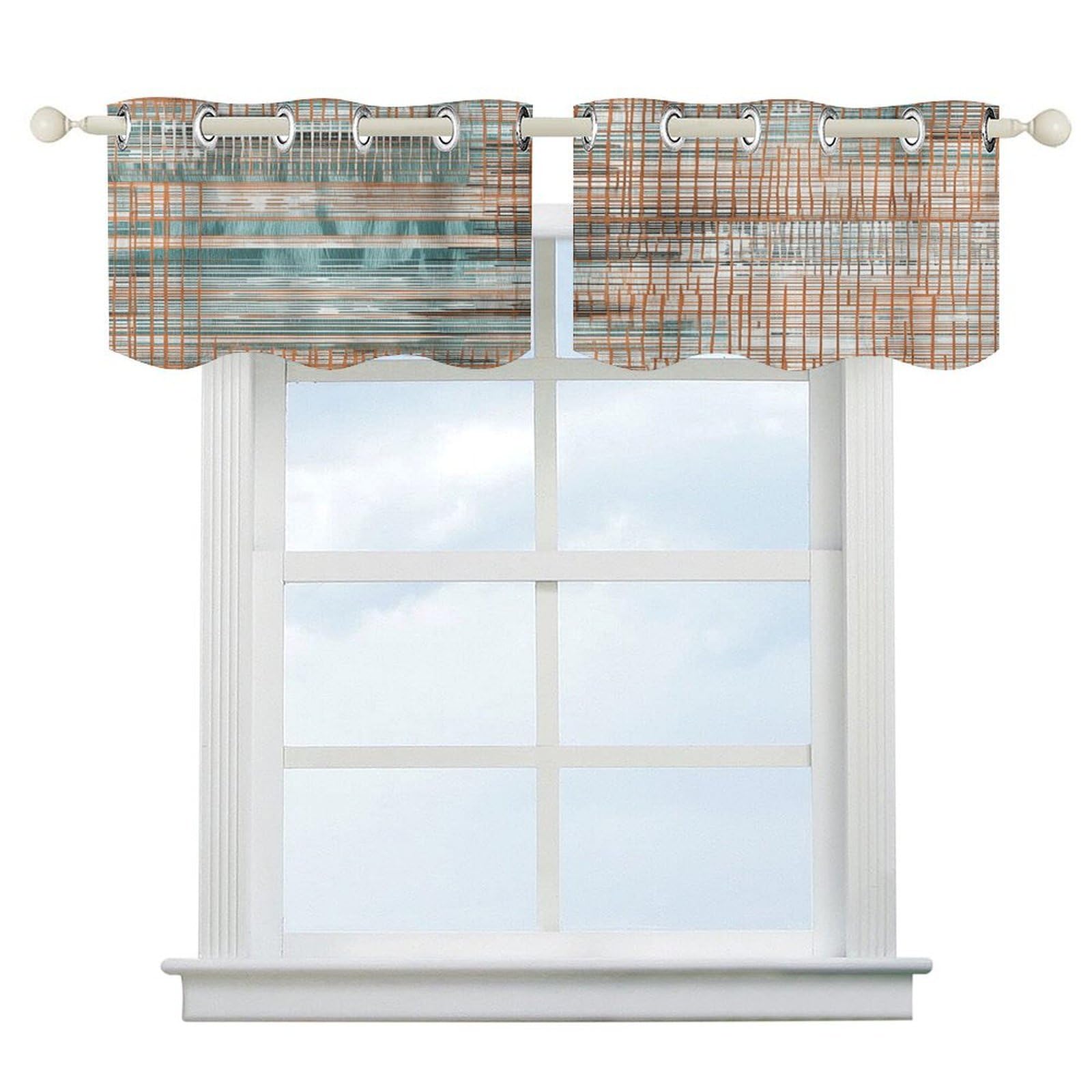 Fekiloot Style Orange Abstract Pattern Short Curtains Valance Curtain