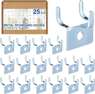 Tandefio 25 Pcs Pegboard Hooks Metal Prong Hook Peg Board for Hanging Hangers for Wall Picture Jewelry Display Tool (Silver)