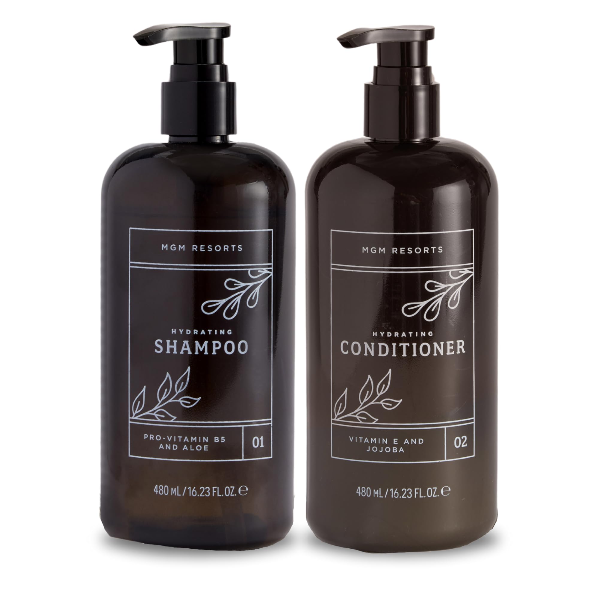Hair Care Set - Hydrating Shampoo & Conditioner - Pro-Vitamin B5 & Aloe - Scent of Fig, Cranberry & Bergamot - Hotel Shower Amenities - Shampoo & Conditioner - 1 of Each - 16.23 oz Bottles