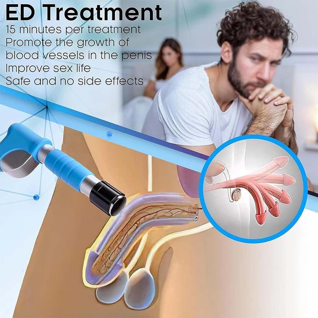 Elettromagnetico Macchina per Terapia Ad Onde D'urto Muti-Funzionale Shockwave Therapy Machine Massaggiatore per Alleviare Il Dolore Muscolare 5 Teste di Massaggio per Disfunzione Erettile