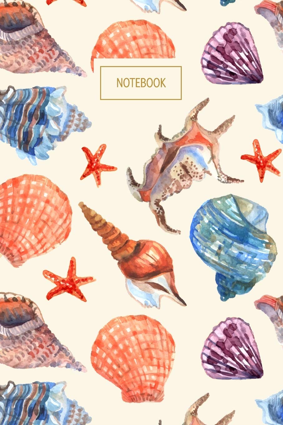 Notebook: Watercolor Sea Shells | Lined Blank Book for Writing, Journal or Diary Keeping | Vintage Style Cover Marine Life Theme