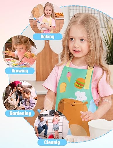 Vista 4 de WERNNSAI Delantal artístico para niñas y niños, delantal de pintura para niños pequeños