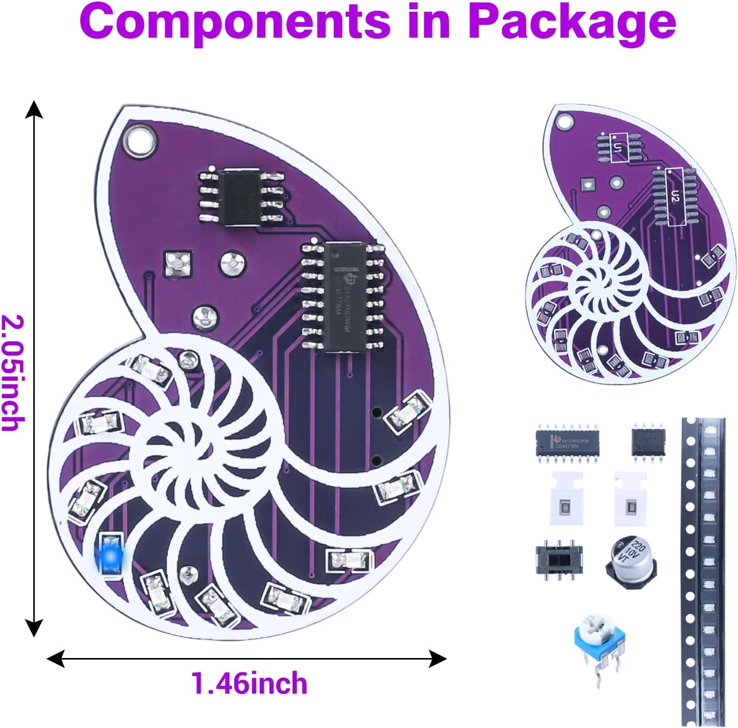 SMD Soldering Practice Kit, DIY LED Seashell Surface Mount Soldering Project, Learn SMD Electronics Kit for Teens & Adults, STEM Solder Practice Kit with Adjustable Flowing Light Decoration
