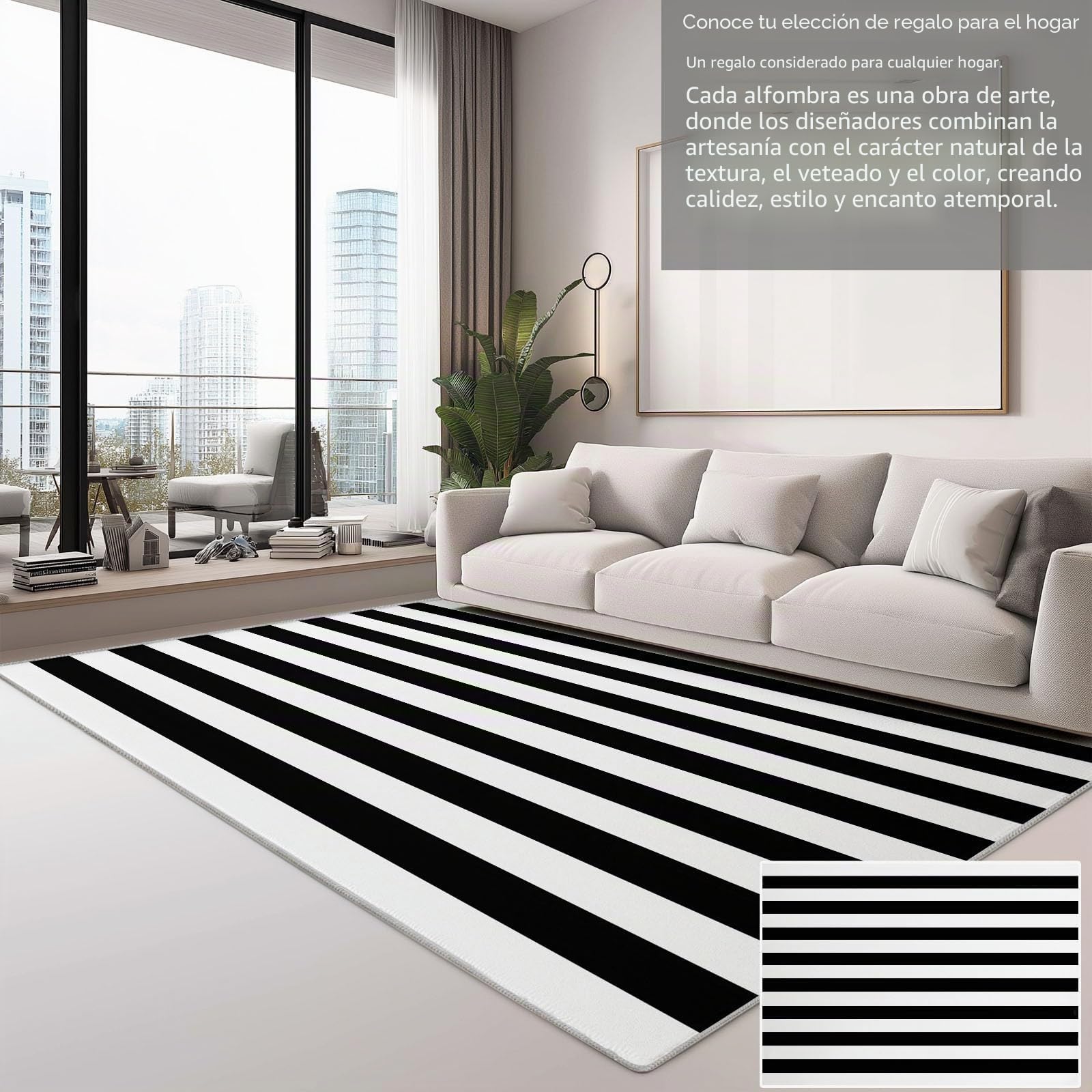 Alfombras de Salón Rayas Blancas Y Negras 120x180cm Alfombra Impresión 3D Moderno, Suave Pelo Corto Lavable, para Dormitorio, Comedor, Salon, Decoración del Hogar
