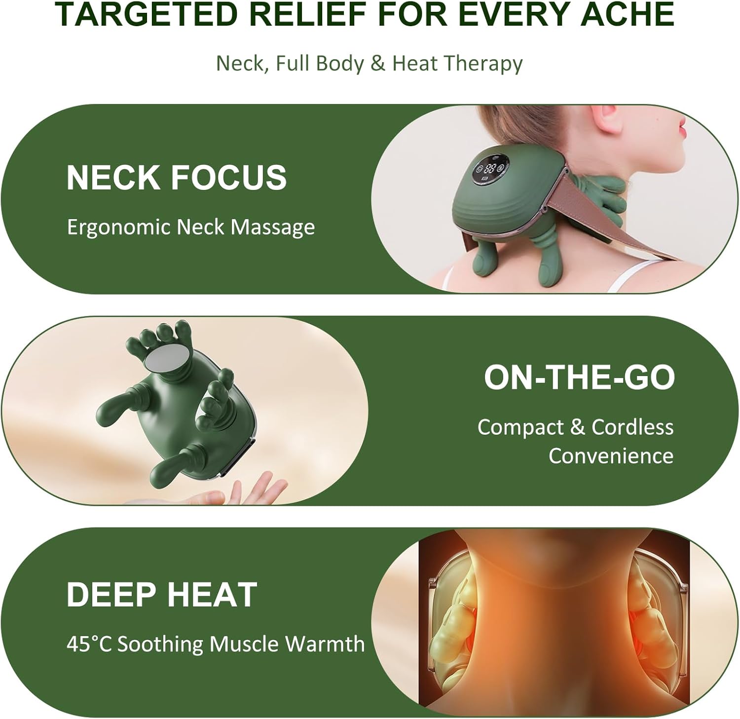 Neck Massager with Heat, Bionic Shiatsu Neck and Shoulder Massager with 4D Kneading Fingers, LCD Display & Adjustable Intensity, Heated Neck Massage Device Simulates Real Palm to Relax Muscle Tension