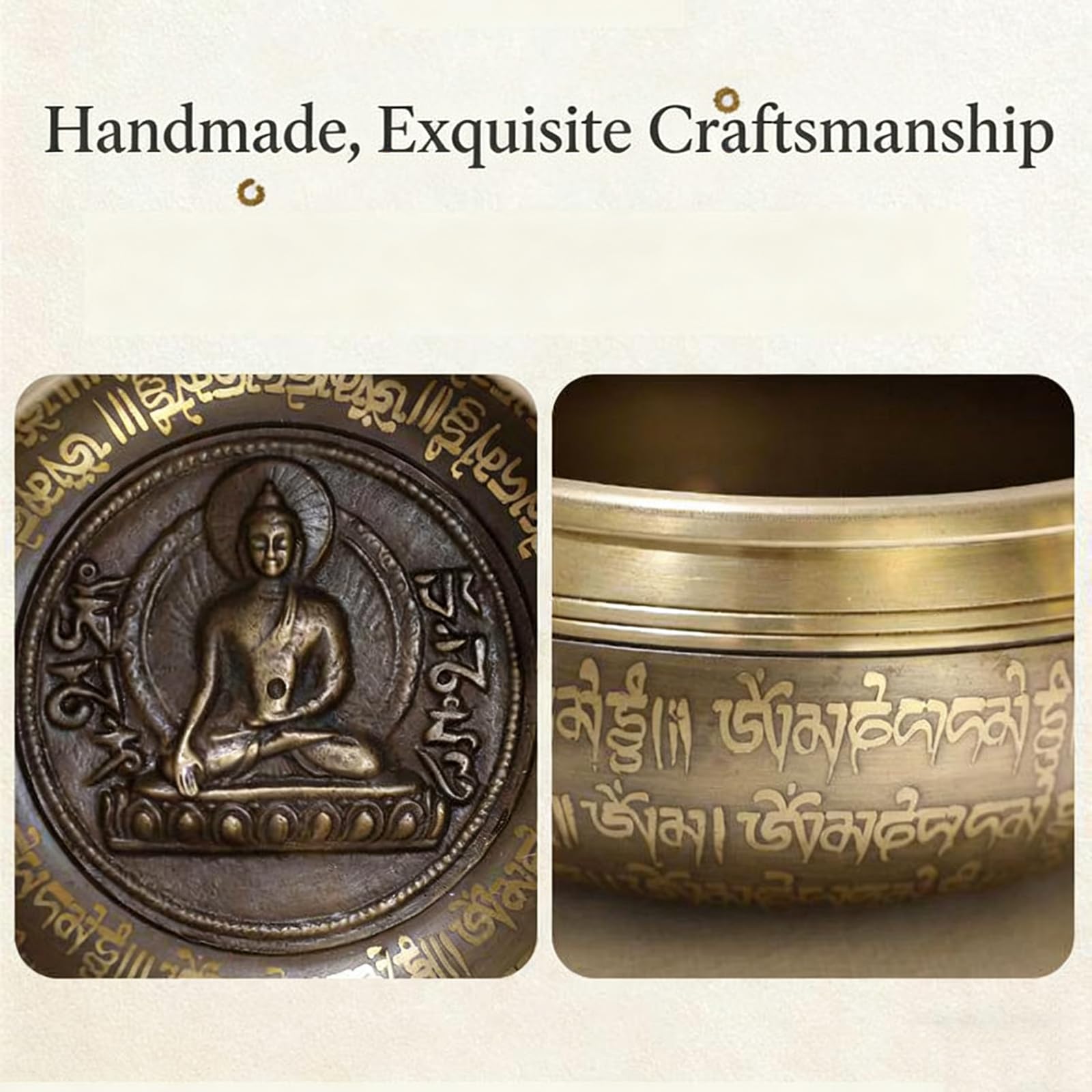 Set di campane tibetane, 11 cm, martellata a mano, in rame, ornamento per meditazione e pulizia delle orecchie