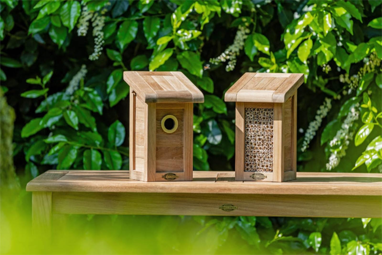 Teak Nistkasten Set Premium Vogelhaus und Insektenhotel
