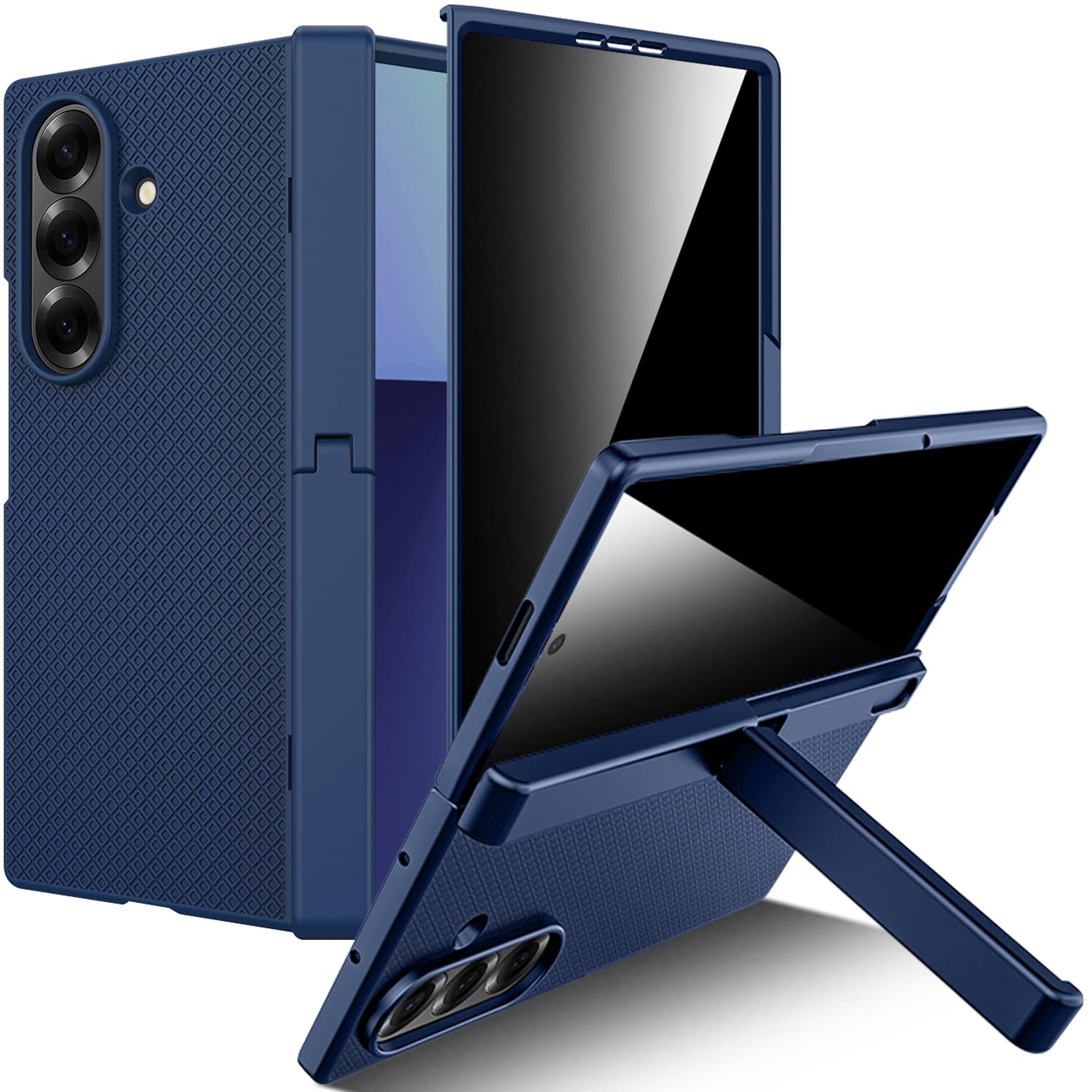 Miimall Slim Case for Samsung Galaxy Z Fold 7 with Hidden Kickstand & Hinge Protection [Anti-Spy Screen Protector] & Shockproof Cover for Galaxy Z