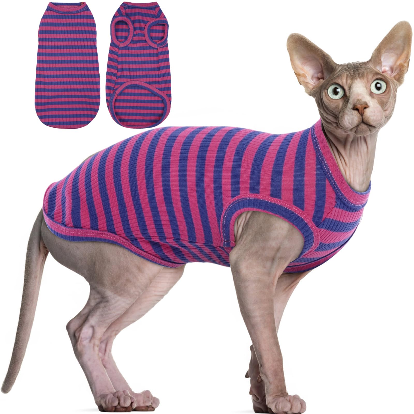 Pyjama à rayures pour chat et chiot : vêtement de nuit cocooning BRKURLEG